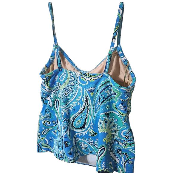 Lands End NEW Size 10L Swim Tankini Top Underwire Turquoise Paisley Tie Front - Picture 16 of 16